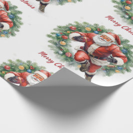 Football Christmas with Santa Claus Geschenkpapier