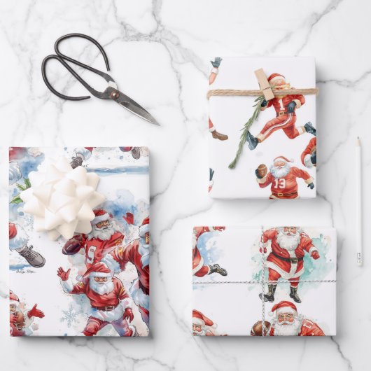 Football Christmas with Santa Claus Geschenkpapier Set (Vorderseite)