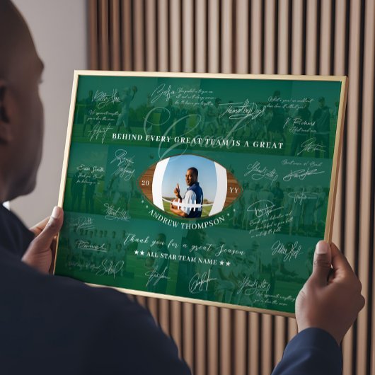 Football Coach Appreciation Collage Team Signature Poster