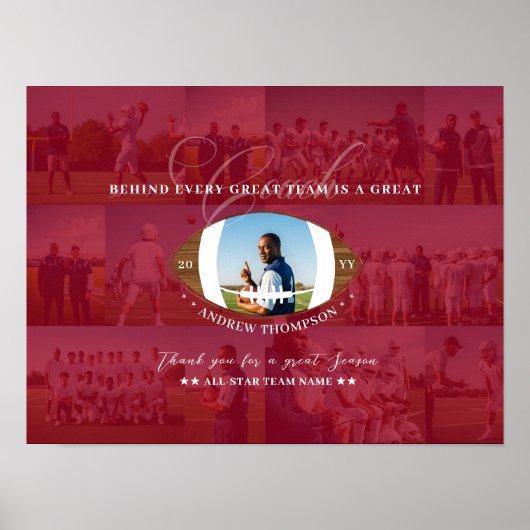 Football Coach Appreciation Collage Team Signature Poster (Vorne)