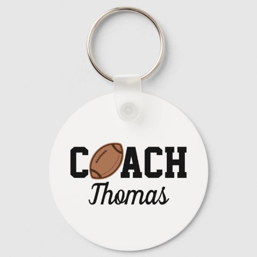 Football Coach Ball Design Typografie Name Schlüsselanhänger (Vorderseite)