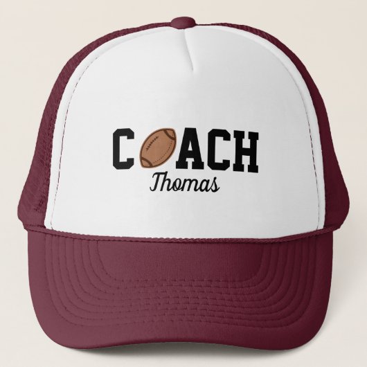 Football Coach Ball Design Typografie Name Truckerkappe (Vorderseite)