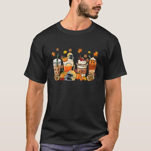 Football Coffee Drink Pumpkin Spice Latte Autumn F T-Shirt (Vorderseite)