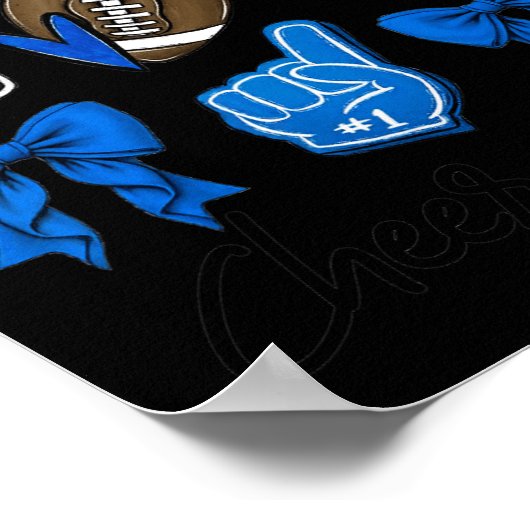 Football Coquette Bow Cheer Mama Blue Poster (Ecke)