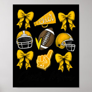 Football Coquette Bow Cheer Mama Gelb Poster