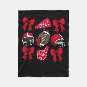 Football Coquette Bow Cheer Mama Red Fleecedecke
