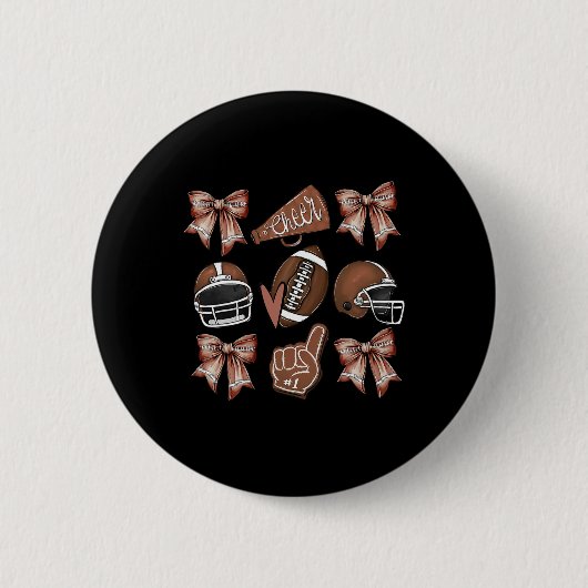 Football Coquette Bow Mama Game Day Button (Vorderseite)