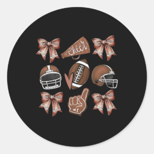 Football Coquette Bow Mama Game Day Runder Aufkleber