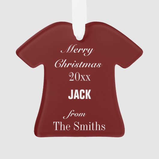 Football Dark Red & White Jersey Ornament (Rückseite)