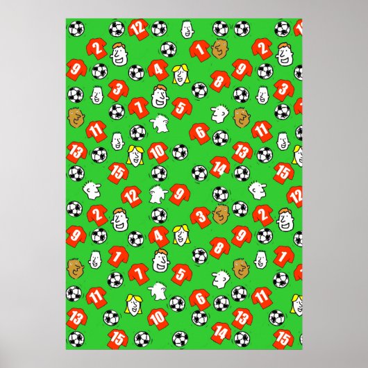 Football Design Wall Poster mit roten Shirts (Vorne)
