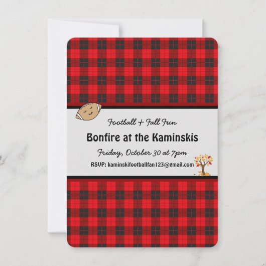 Football Fall Fun Bonfire Anpassbare Einladung (Vorderseite)