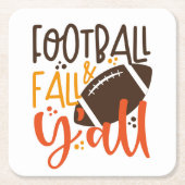 Football Fall & Y'all Rechteckiger Pappuntersetzer (Vorderseite)