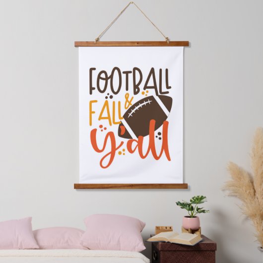 Football Fall & Y'all Wandteppich Mit Holzrahmen (Schlafzimmer)