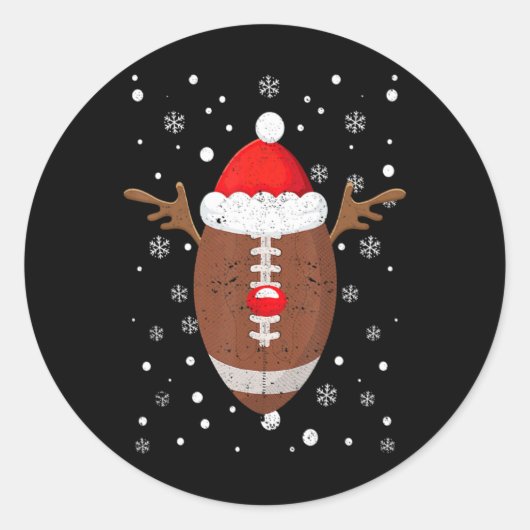 Football Fan Reindeer Antlers Christmas Xmas Elk T Runder Aufkleber (Vorderseite)