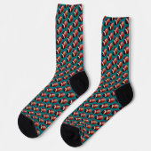 Football Fanatic Sports Pattern Teal Background Socken (Linkes Detail)