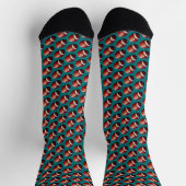 Football Fanatic Sports Pattern Teal Background Socken (Oben)