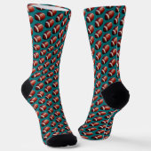 Football Fanatic Sports Pattern Teal Background Socken (Gewinkelt)