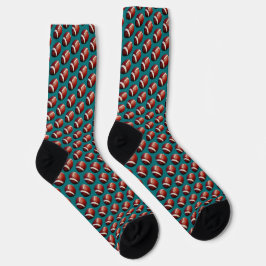 Football Fanatic Sports Pattern Teal Background Socken