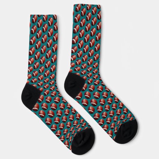 Football Fanatic Sports Pattern Teal Background Socken (Rechts)