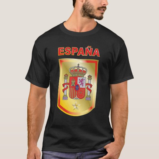 Football Fans Spain Flag Crest T-Shirt (Vorderseite)