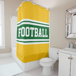 FOOTBALL Fett grüne, weiße, orangefarbene Streifen Duschvorhang