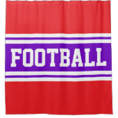 FOOTBALL Fett Lila, weiße Streifen Duschvorhang (Vorderseite)