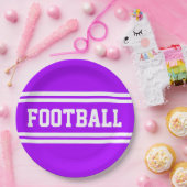 FOOTBALL Fett Lila, weiße Streifen Pappteller (Party)