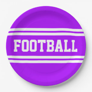 FOOTBALL Fett Lila, weiße Streifen Pappteller