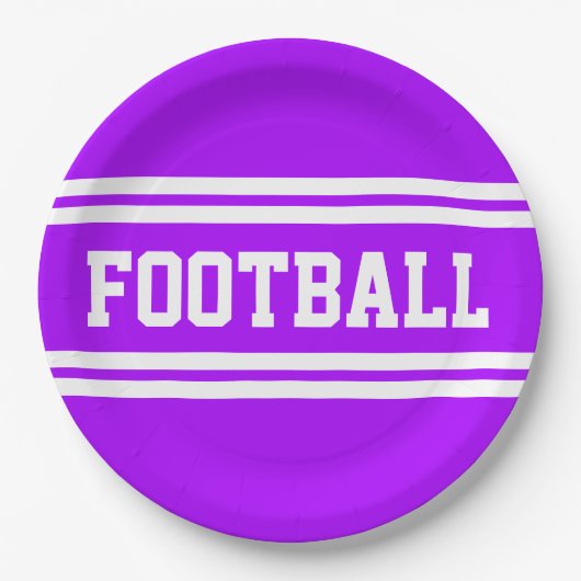 FOOTBALL Fett Lila, weiße Streifen Pappteller (Vorderseite)