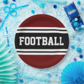 FOOTBALL Fett Schwarz-weiße rote Streifen Pappteller (Party)