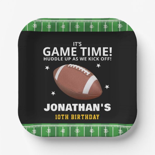 Football Field Birthday boy Pappteller (Vorderseite)