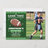 Football Field Birthday boy with Photo Einladung (Vorderseite)