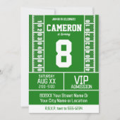 Football Field Jersey Nummer Geburtstag Einladung (Vorderseite)