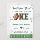 Football First Birthday Invite, First Year Down In Einladung (Vorderseite)