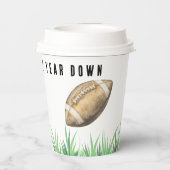 Football First Year Down Birthday Party Pappbecher (Rückseite)