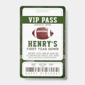 Football First Year Down Vip Pass Geburtstag Ausweis (Vorderseite)