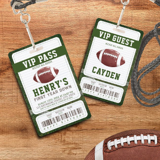 Football First Year Down Vip Pass Geburtstag Ausweis