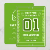 Football First Year Touchdown 1st Birthday Party Einladung (Vorne/Hinten)