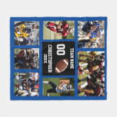 Football Foto Collage Blue Fleecedecke (Vorderseite (Horizontal))