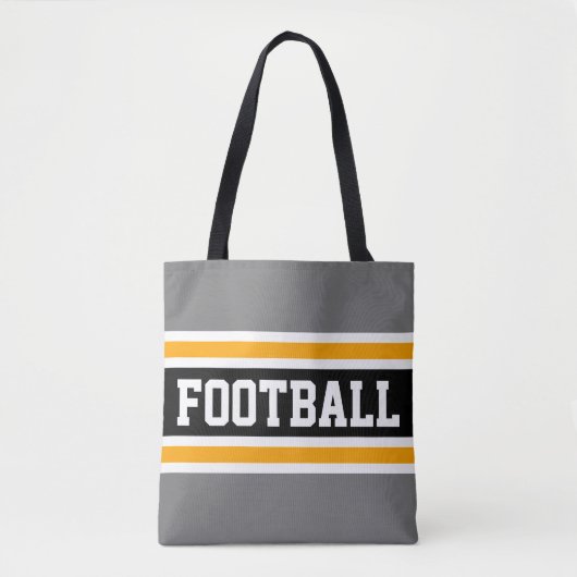 FOOTBALL Fun Athletic Gray Black Yellow Streifen Tasche (Vorderseite)