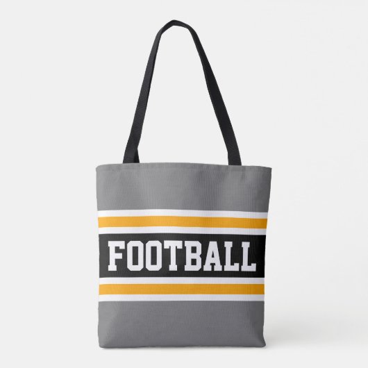FOOTBALL Fun Athletic Gray Black Yellow Streifen Tasche (Rückseite)
