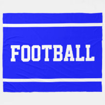 FOOTBALL Fun Bright Blue Sporty White Text Stripes