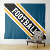 FOOTBALL Fun Fett Aquamarine, blaue, gelbe Streife Wandteppich (Beispiel (Horizontal))