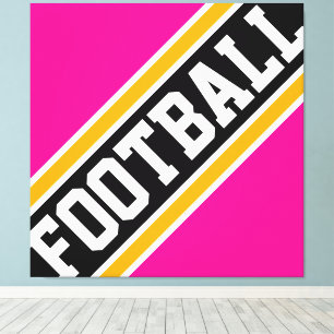 FOOTBALL Fun Hellrosa Schwarze Sportstreifen Strei Leinwanddruck