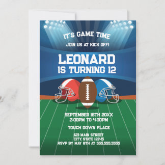 Football game birthday party Invitation Einladung