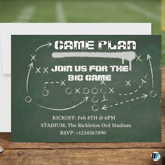 Football Game Plan Chalkboard Big Game Party Einladung