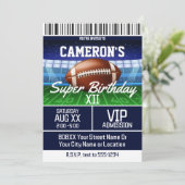 Football Game Ticket Dark Blue Party Einladung (Stehend Vorderseite)