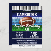 Football Game Ticket Dark Blue Party Einladung (Vorne/Hinten)