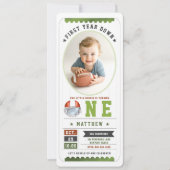 Football Game Ticket Sports Foto Junge 1. Geburtst Einladung (Vorderseite)