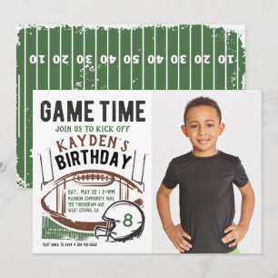 Football Game Time Foto Geburtstag Einladung